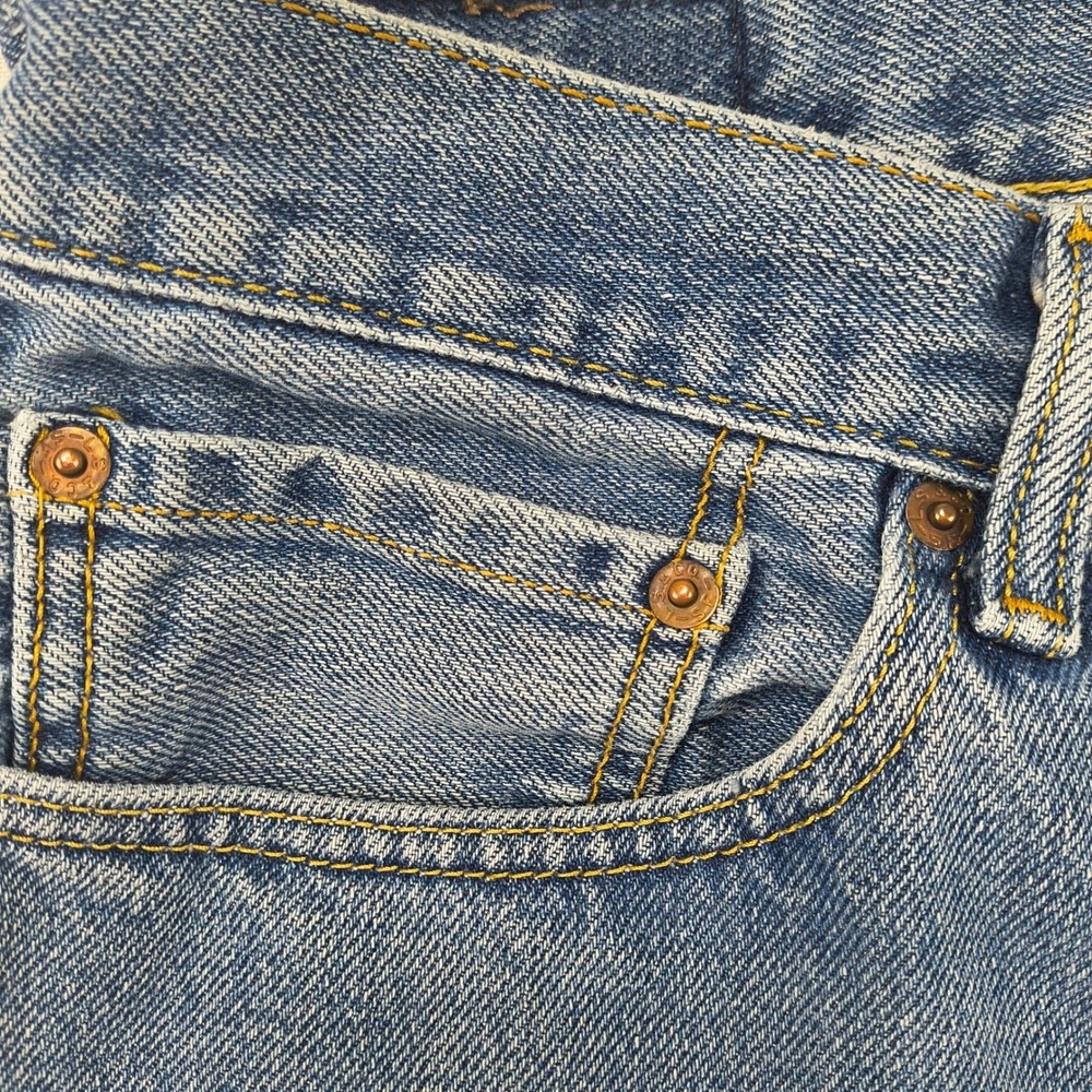 Levis 505 Mens Straight Fit Blue Denim Jeans 36x32 Medium Wash Zip Fly Classic - Picture 6 of 16